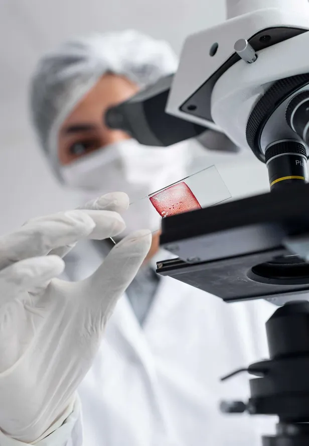 Trabajo de laboratorio con microscopio